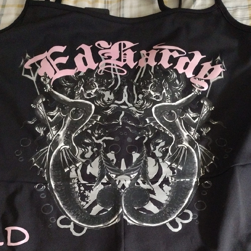 Ed Hardy Black One-Piece Romper with Pink Graphic - Picture 2 of 7